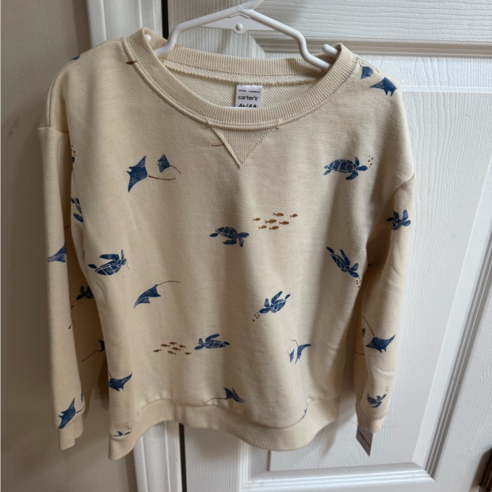 Carter's Cream Pullover with Blue Sea Creature Print